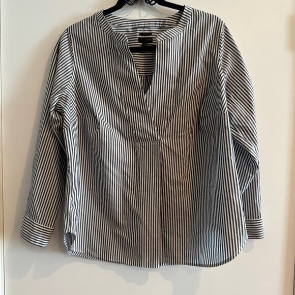 Talbots Non-Iron Striped Shirt Split Neck Pullover Long Sleeve Sz XP Women's - Picture 1 of 5